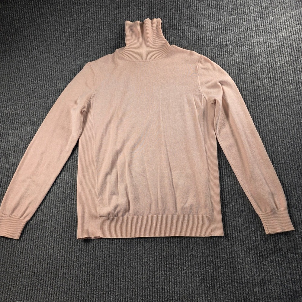 Joseph A Womens Blush Pink Silk Blend Turtleneck Sweater Long Sleeve Size Medium